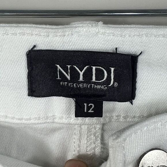 NYDJ Wide Leg Pedal Pusher Cropped Jeans White 12 Capri Lift and Tuck - Picture 7 of 12